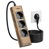 TOPREK Steckdosenleiste 3 Fach USB C, Überspannungsschutz mit...