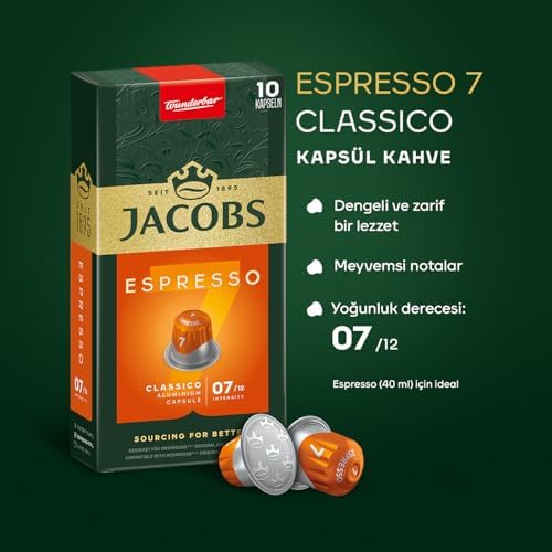 JACOBS - Espresso 7 Classico - Orta Yoğunluk - Dengeli ve Meyvemsi - Espresso Kapsülleri - 10 alüminyum kapsül - Görsel 3