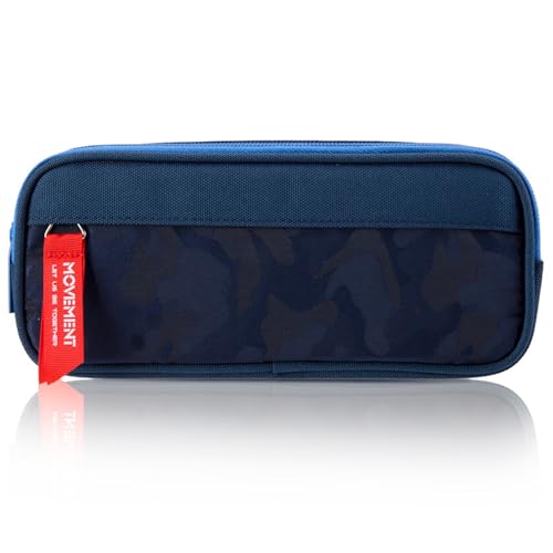 MLPKOI Estojo escolar de grande capacidade de estoques, escolas, 3 compartimentos, estojo grande, Pencil Case, organizador de papelaria, bolsa de lápis para meninas meninos adolescentes adultos (azul