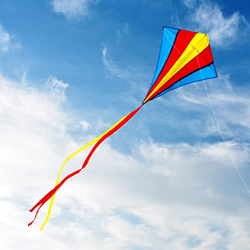 Hitish Large Rainbow Diamond Kite for Kids and Adults, Easy Flyer Colorful Kite with Long Tails Great for Beginners Outdoor Games, Activities, Beach Trip