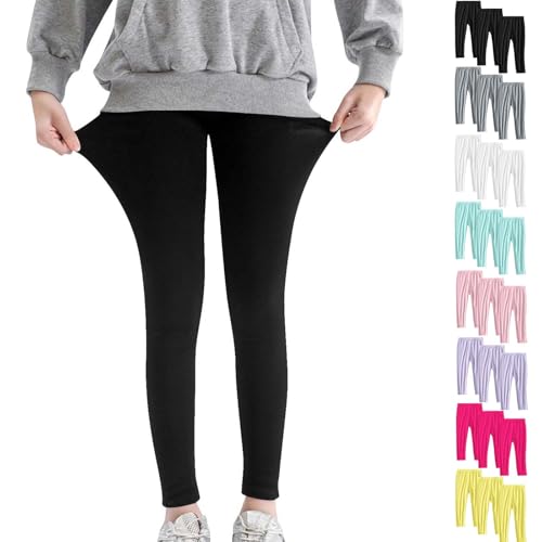 Toddler Girls Leggings Pack of 3, Casual Stretchy Soft Madal Tights Basic Solid School Uniform Pants for 2-13 Years2
