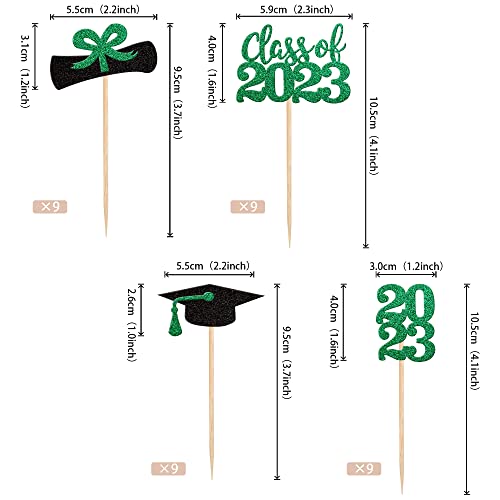 25 Pcs 2023 Graduation Cupcake Toppers With Glitter Class Of 2023 Cake Topper Diploma Grad Cap Class Of 2023 Cupcake Picks Decorations For 2023 Graduation Theme Party Supplies Black Green #TOP2
