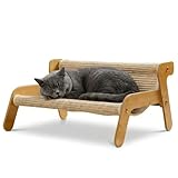 Lupo & Felix Hamac et Griffoir pour Chat 2 en 1 en Bois – Lit pour Chat Ergonomique et Grattoir avec Tapis en Sisal Naturel, Canapé pour Chaton et Minou, Montage Facile, 54x44x28 cm