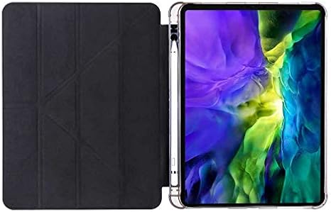 Aksesuarcim Apple iPad Pro 12.9 2020 (4.Nesil) ile Uyumlu Kılıf Silikon Yumuşak Kalem Bölmeli Esnek 4 Farklı Stand Olabilen Tablet Kılıfı Siyah