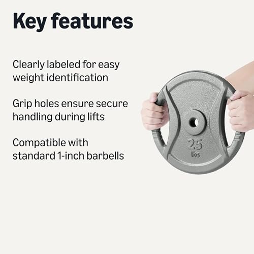 Amazon Basics 2.54cm grip weight plates, 11.34kg weights, single by Amazon Basics - Image 2
