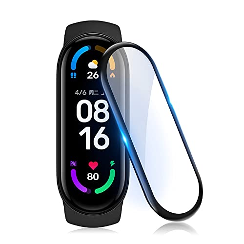 Foreveryang Screen Protector HD - 3 Pcs Xiao-mi Mi Band 6 Screen Protector HD 3D PMMA+PET Flexible Materials Full Coverage , Anti-Scratch Anti-Fingerprint