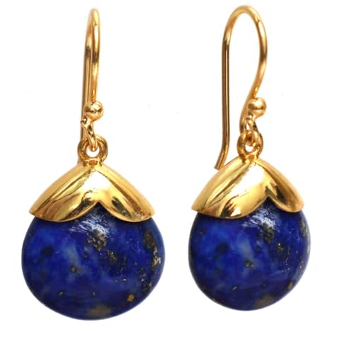 Gempires Lapis Lazuli Pear Cabochon Earrings
