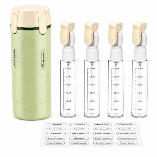 Image of 4 in 1 Travel Bottles for Toiletries, TSA Approved Leak Proof Refillable Travel Containers, 4x30ml Travel Bottles for Shampoo, Oil, Lotion, Body Wash, Travel Accessories Kit for Women & Men