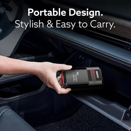 AGARO Galaxy Cordless Tyre inflator , for Cars & bikes, up to 150 PSI , 2X2000 mAh battery, Power Bank, LED flash light, Rechargeable Type C Port, Digital Display, Multiple Nozzles, Plastic
