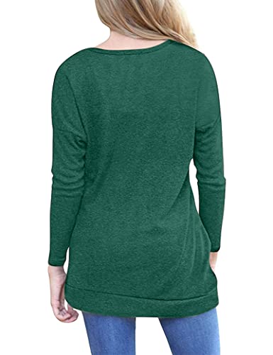 Molerani Women's Casual Long Sleeve Round Neck Loose Tunic T Shirt Blouse Tops (2Xl, Green2) #TOP1