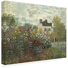 Wrapped Canvas Wall Art - Claude Monet The Artists Garden In Argenteuil Wall Art for Living Room, Bedroom, or Office Decor - 18x24