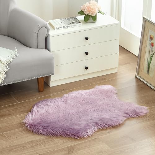 Stratford Park Lilac Bloom Faux Fur Rug, 30" x 46 ", Super Soft Fluffy Area Rug for Living Room Bedroom, Solid Color Home Decor