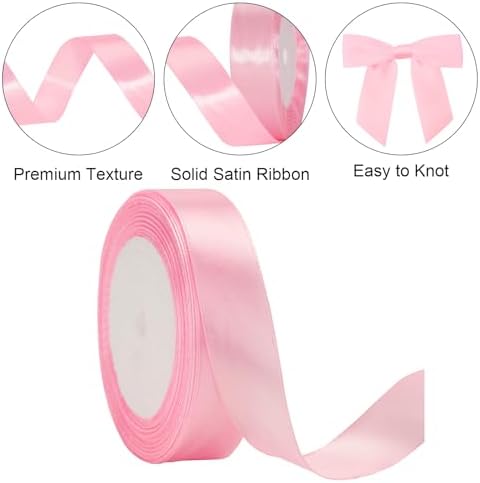 G2PLUS Pink Satin Ribbons, 20mm Valentine's Day Ribbons for Gift Wrapping, 22M Gift Wrap Ribbon, Decorative Gift Wrapping Ribbon for Valentine's Day, Crafting, Wedding Party Decoration - View 5