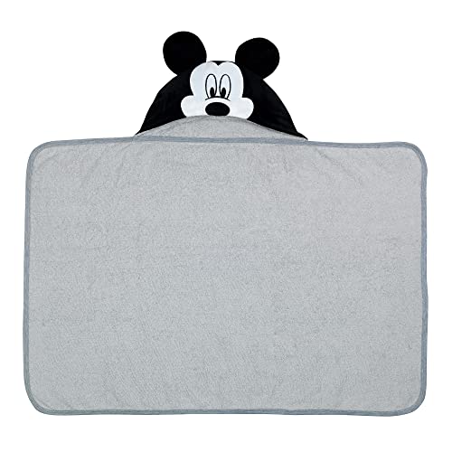 Lambs & Ivy Disney Baby Mickey Mouse Gray Cotton Hooded Baby Bath Towel #TOP4