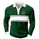 QXQLSH - Camisa de manga larga con botones para hombre, diseño de trébol irlandés, para negocios, informal, para el verano, verde claro, XL