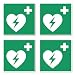 Produktbild Automatisierter Externer Defibrillator (AED), Rettungszeichen: E010 - DIN EN ISO 7010 / ASR A1.3 - Aufkleber: 10 cm, 4 Stück