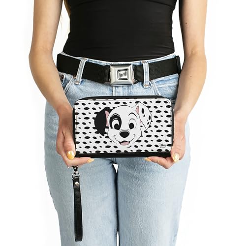 Buckle-Down Women's PU Zip Around Wallet Rectangle-101, 101 Dalmatians, 7.5"x4.5"3
