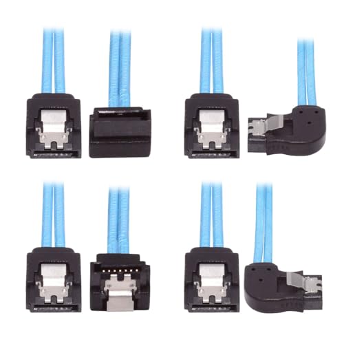 cablecc 4 Stück/Set, 6 Gbit/s, abgewinkelter Typ, interner 4-SATA-Host auf 4SATA 7-poliges Ziel-Disk-Datenserver-90-Grad-Kabel, 25 cm