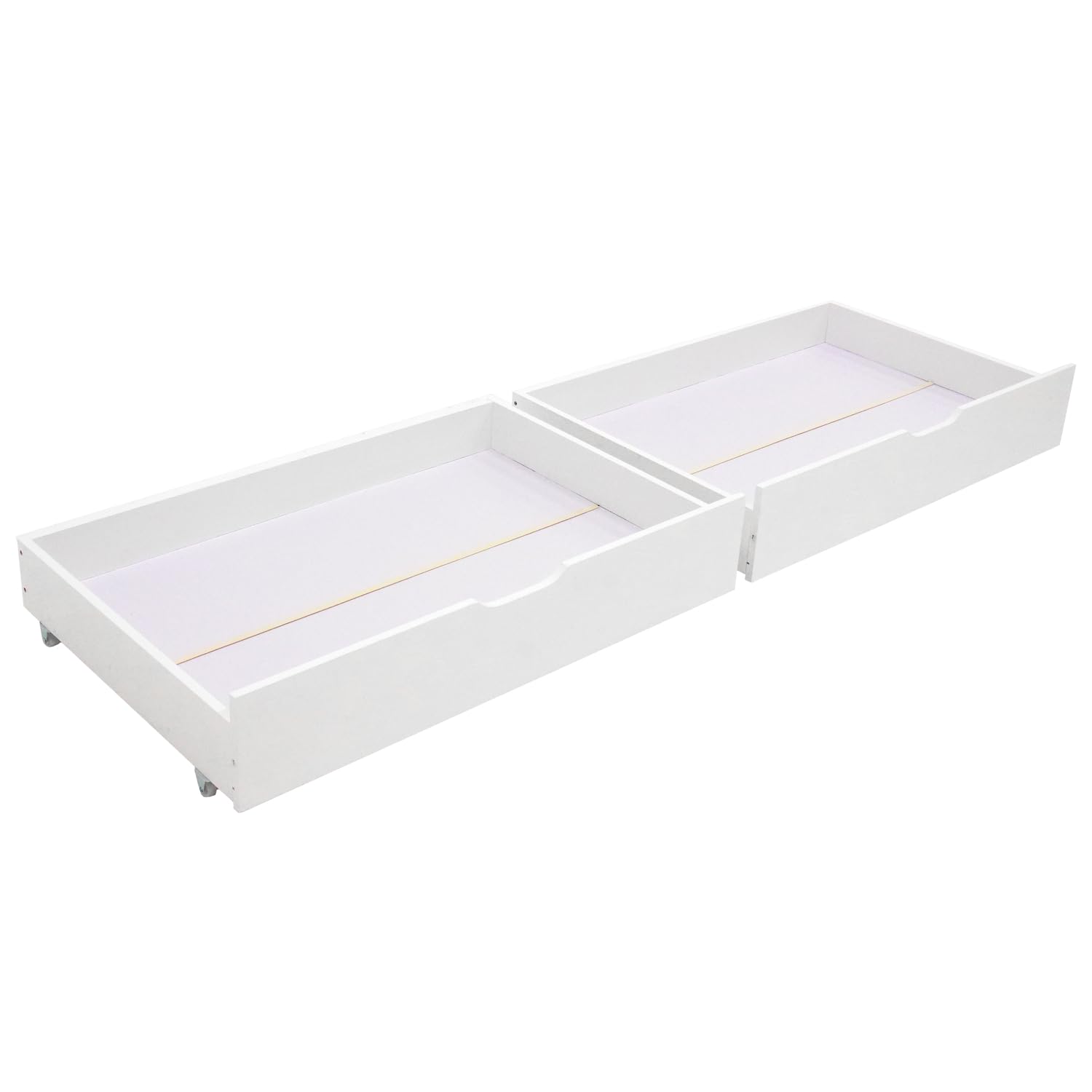 Happy Garden Juego de 2 cajones Blancos para Guardar bajo la Cama, Caja de Madera con Ruedas para Guardar bajo el somier