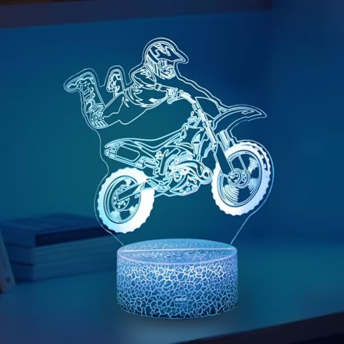 Yzddsi 3D Motorcycle Night Light – 16 Colors Remote &