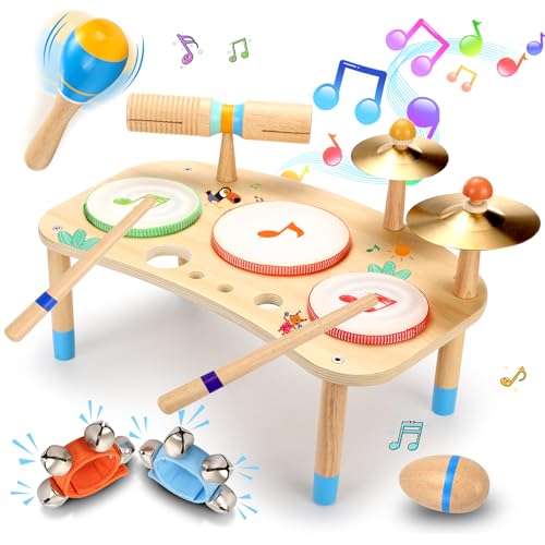 Image of OATHX Kids Drum Set - 11 in 1 Musical Instruments for Toddlers Baby Preschool Educational Musical Toys, Montessori Toys for Kids Ages 1-6
