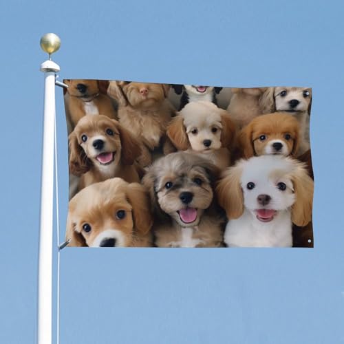 Drapeau chien mignon de qualité supérieure, polyester durable avec 4 œillets de fixation - 6