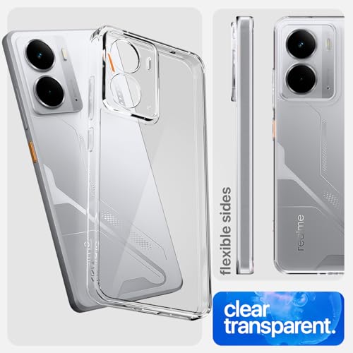 Image of Pikkme Back Cover for Realme P3 5G Crystal Clear Hard Back PC + TPU Protective Bumper Case(Transparent)