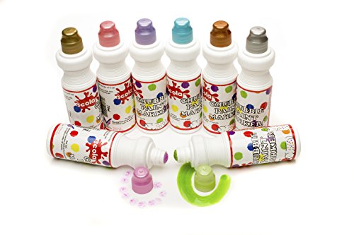 Scola Chubbi Lot de 8 marqueurs de peinture nacrés assortis, flacons de 75 ml, séchage rapide, sans désordre ni déversement, projets d'art et d'artisanat, parfaits pour les écoles et les enfants