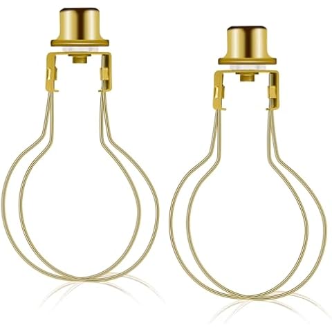 2 Pack Round Lamp Shade Light Bulb Clip Adapter, ALUCSET Lampshade Holder Clip on with Lamp Shade Attaching Finial Top Bracket Holder Support Fitter Parts Converter (Set of 2, Gold) Cover