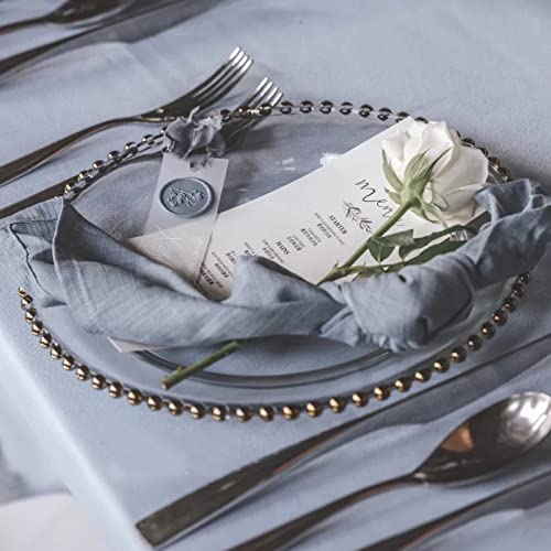 Mwellewm Charger Plates Set Of 12 And 24 Pack Napkin Rings, Acrylic Gold Beaded Clear 13 Inch Chargers For Dinner Serving Plates Decor Wedding, Party, Decoration #TOP1