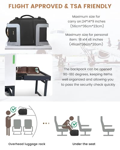 LOVEVOOK Travel Backpack for Women, Carry On Backpack Flight Approved with 3 Packing Cubes,TSA Personal Item Travel Bag Fits 15.6” Laptop,Weekender Hiking Business Luggage Daypack Black4