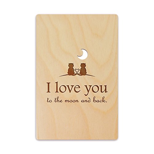 Gattini Innamorati, Cartolina d'Auguri in Legno, Messaggio d'Amore per Lui - Messaggio d'Amore per Lei, Greeting Card, Regalo di Natale, Regalo per Anniversario