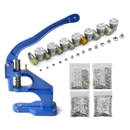 Yalando 1PC Blue Hand Press Machine and 7 Sets Double Cap Rivet Dies Mould Handmade Tool Leather Craft DIY Supplies