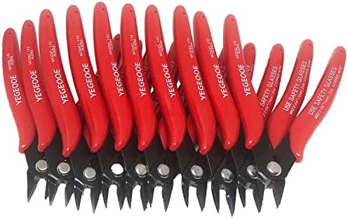 Micro Wire Cutters 10 Pack, YEGEOOE 170 Precision Diagonal Cutting Pliers, 5Inch Mini Wire Flush cutters, Nippers, Shear Cutters, Wire Snips, Small Side Cutters for Electronics Crafts Jewelry, Red