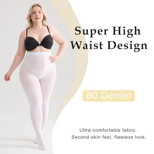 Image of Women's Plus Size Tights High Waist Sheer Semi Opaque Ultra-Soft Pantyhose XL, 2XL, 3XL, 4XL