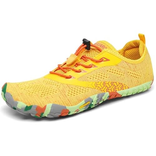 SAGUARO Hombre Mujer Zapatillas Barefoot Minimalistas Calzado de Training Ligeras Cmodas para Caminar Senderismo Ciclismo Trail Running Trekking Playa Agua, Amarillo, 37 EU