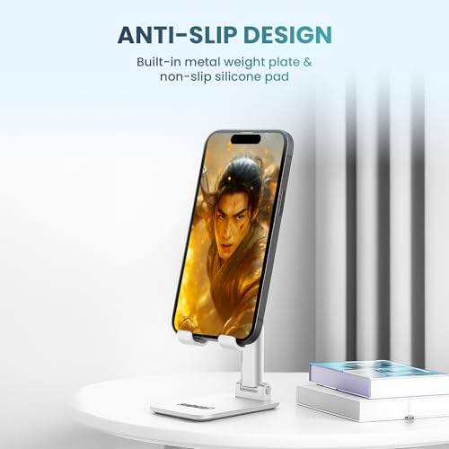 Image of SL-22 Adjustable Mobile Stand for Desk, Folding Mobile Stands, Portable and Flexible Mobile Holder with Universal Compatibility, Stable & Solid Table Mobile Stand, Hands-Free Viewing