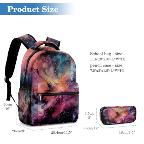 Ensemble de 2 cartables galaxie rose pour la rentrée des classes et les sorties des étudiants - 2