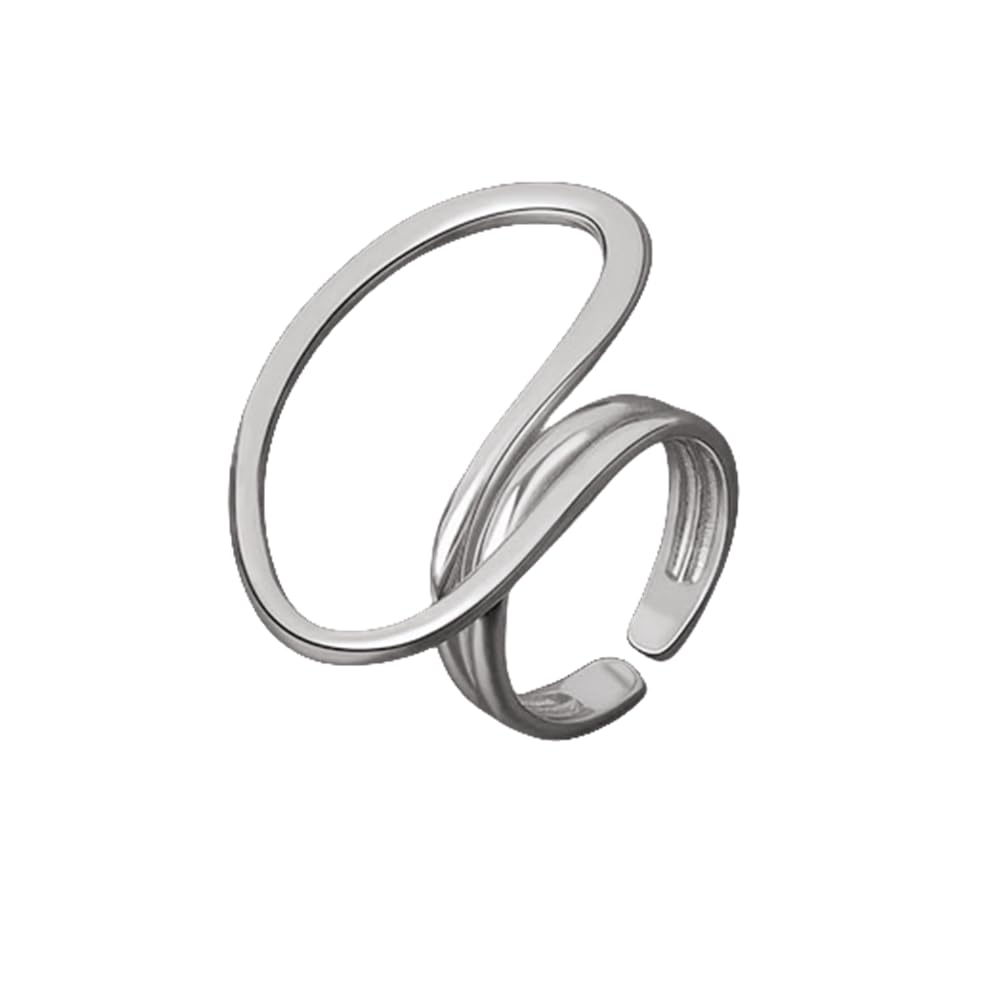 Irregular Big Round Statement Ring for Women Girls Exaggerated Unique Layered Solid Infinity Wedding Promise Open Wrap Finger Rings Adjustable Comfort