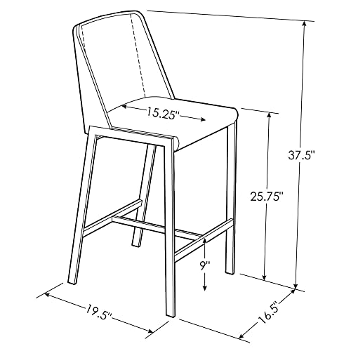 Zuri Furniture Eliza Black Leatherette Counter Stool With Polished Stainless Steel Legs #TOP1