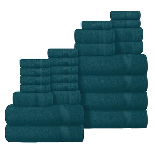 Belizzi Home Juego de toallas 100% algodón, contiene 6 toallas de baño suaves, 6 toallas de mano, 12 paños de lavado, toallas compactas, absorbentes, ligeras y de secado rápido para baño, juego de
