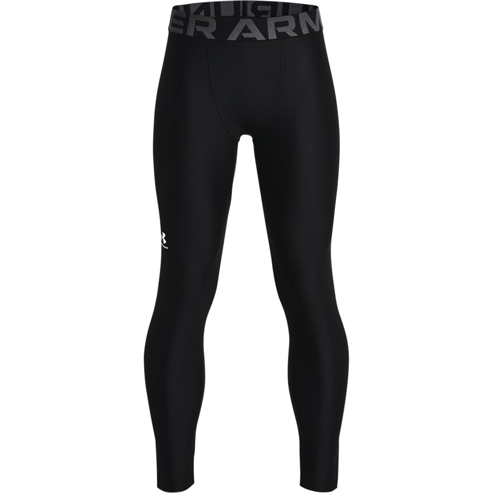 UNDER ARMOUR Boys Training Heat Gear Leggings, Black, Size Xs