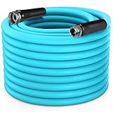 Garden-Hose 200ft x 5/8 in Heavy Duty, Lightweight and Flexible Water Hose, Burst 600 psi, Kink-less Hybrid Rubber Hose for Backyard, 3/4'' Solid Metal Fittings for All Your Watering Need