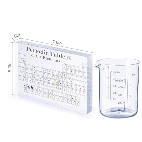 Image of BRAINLE Real 3D Periodic Table of Elements Chart, 118 Elements Printe On Acrylic Glass 20 CM x 12.5 CM Large Chemistry, Science Educational Poster Gift for Science Lovers