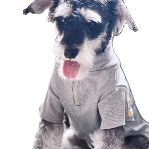ISUPY 犬 パジャマ ロンパース つなぎ 春秋冬 ペット服 コート 可愛い 洋服 ドックウェア パーカー 小中型犬 柔らかい 防寒 暖かい ルームウェア 部屋着 脱毛保護 お散歩 (L,グレー)