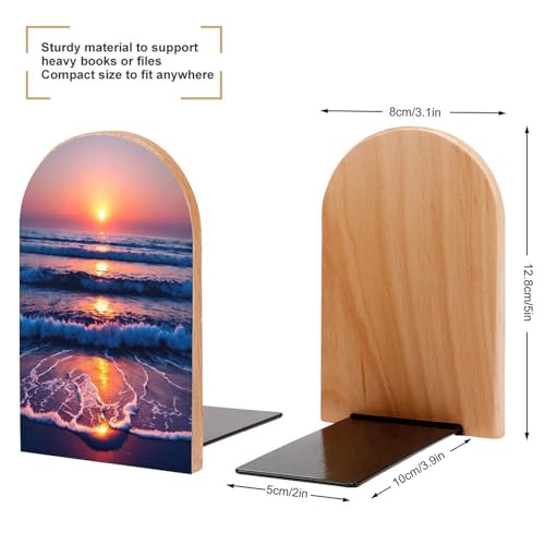 Sujetalibros de madera moderno universal y resistente con base metálica sólida 3