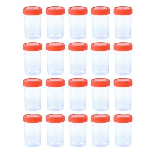 Gobelets stériles à échantillons 60ml avec couvercle à visser rouge lot de 20 pièces pour labo