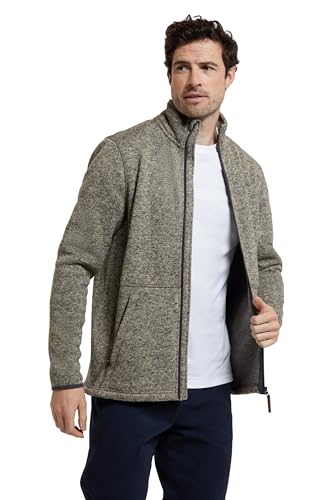Mountain Warehouse Idris II Mens Full Zip Fleece - Breathable Anti-pill Jacket, Lightweight, Stand Up Neckline - Best for Spring Summer, Travelling & Outdoors Beige L