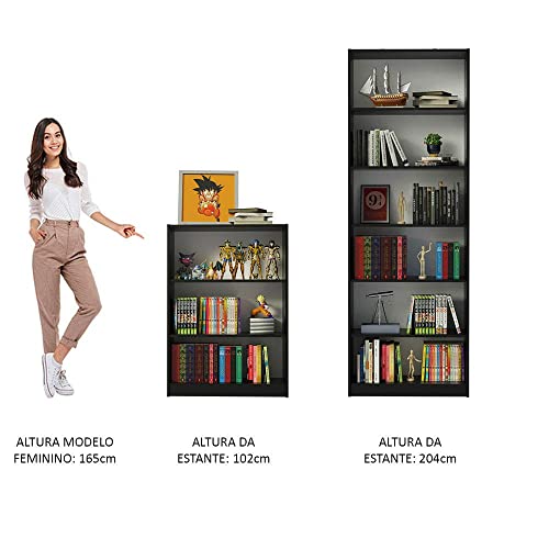Kit Madesa Estante Livreiro 6908 + Estante Livreiro 6907 - Preto