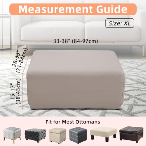 Image of YISUN Stretch Rectangle Ottoman & Footstool Cover, X‑Large, Khaki